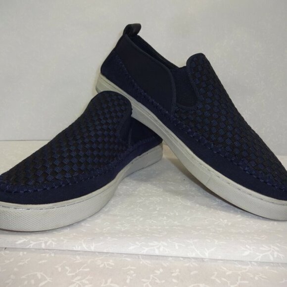 TORCH Mens Size 10 Navy Blue Checks Slip On Walking Sneaker Shoes 1237047 - Picture 1 of 10